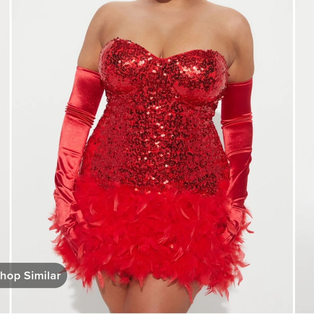 Icon Behavior Sequin Mini Dress Set - Red